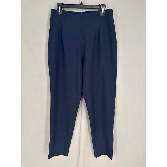 Never Fully Dressed Pants Women 8 Navy Blue High Rise Straight Stretch Zip Ankle - Picture 7 of 10
